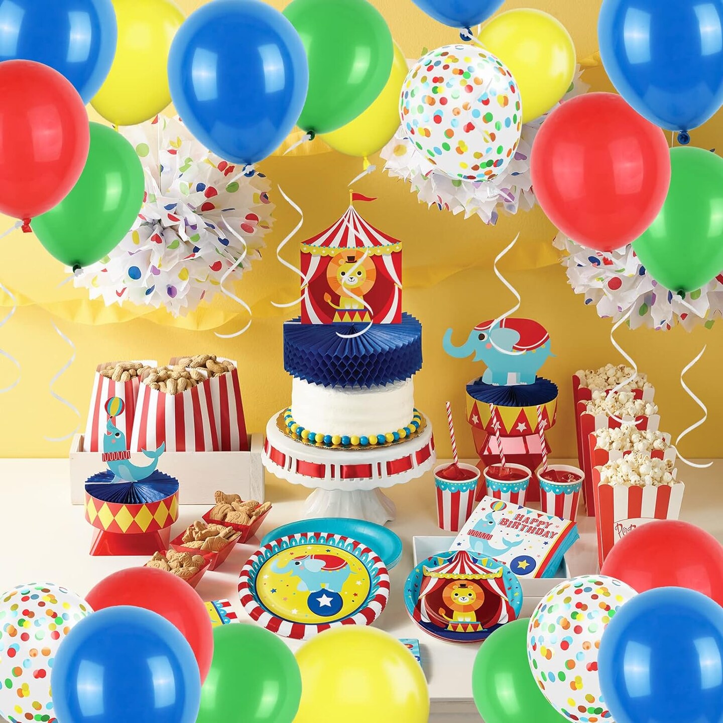 Red Yellow Blue Balloons, 60PCS Balloons Red Blue Green, 12Inch Matte Blue Yellow Red Green Latex Balloons Colourful Confetti Balloons for Kids Birthday Baby Shower Carnival Circus Party Decoration