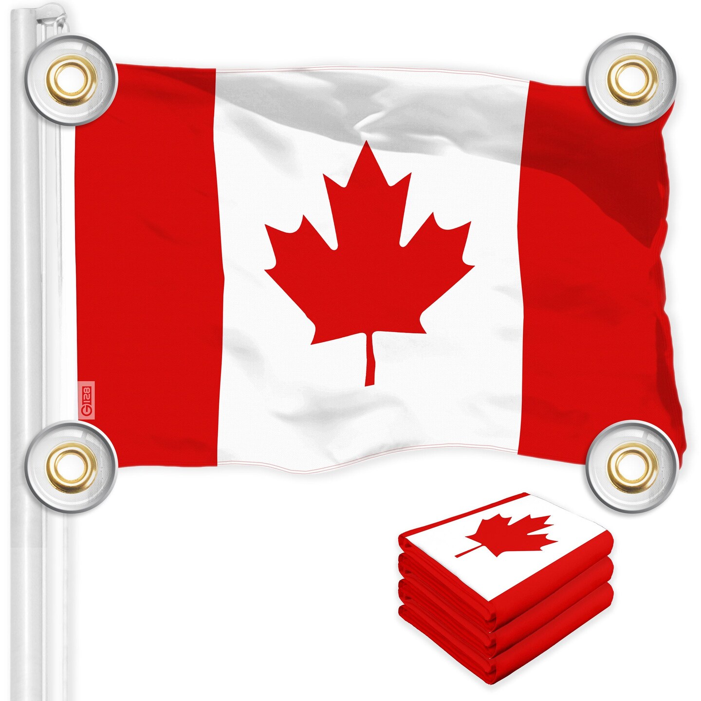 G128 3 Pack: Canada Canadian Flag | 3x5 Ft | LiteWeave Pro Series Printed 150D Polyester, 4 Corner Brass Grommets | Country Flag, Vibrant Colors, Perfect For Balcony, More Durable Than 100D 75D Poly