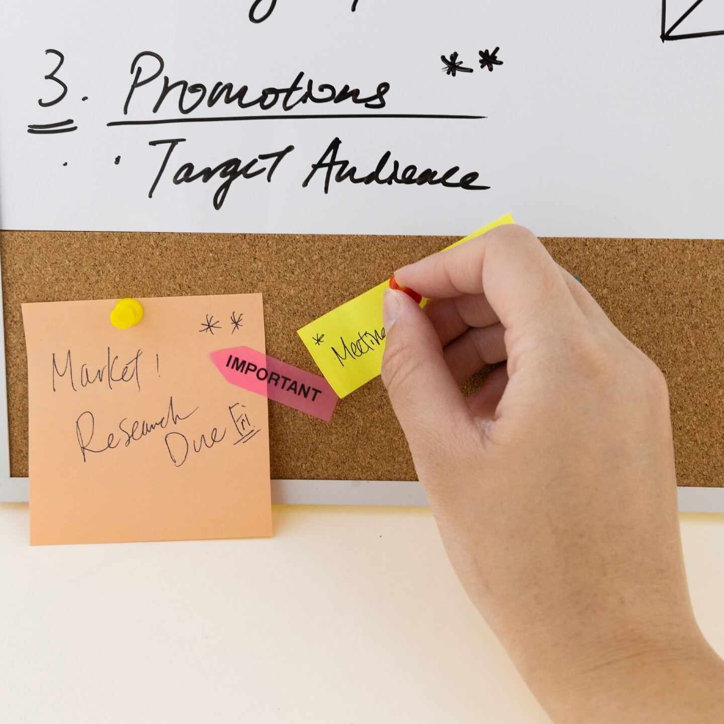 BAZIC METALLIQUE Aluminum Framed Magnetic Dry Erase/Cork Combo Board 16" X 20"