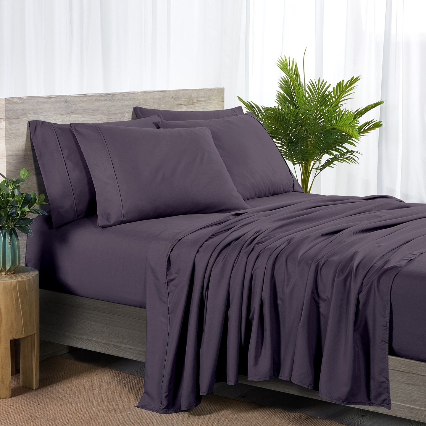 Bibb Home Bamboo Sheet Set 2000 Count 6-Piece Deep Pocket Soft Cool King