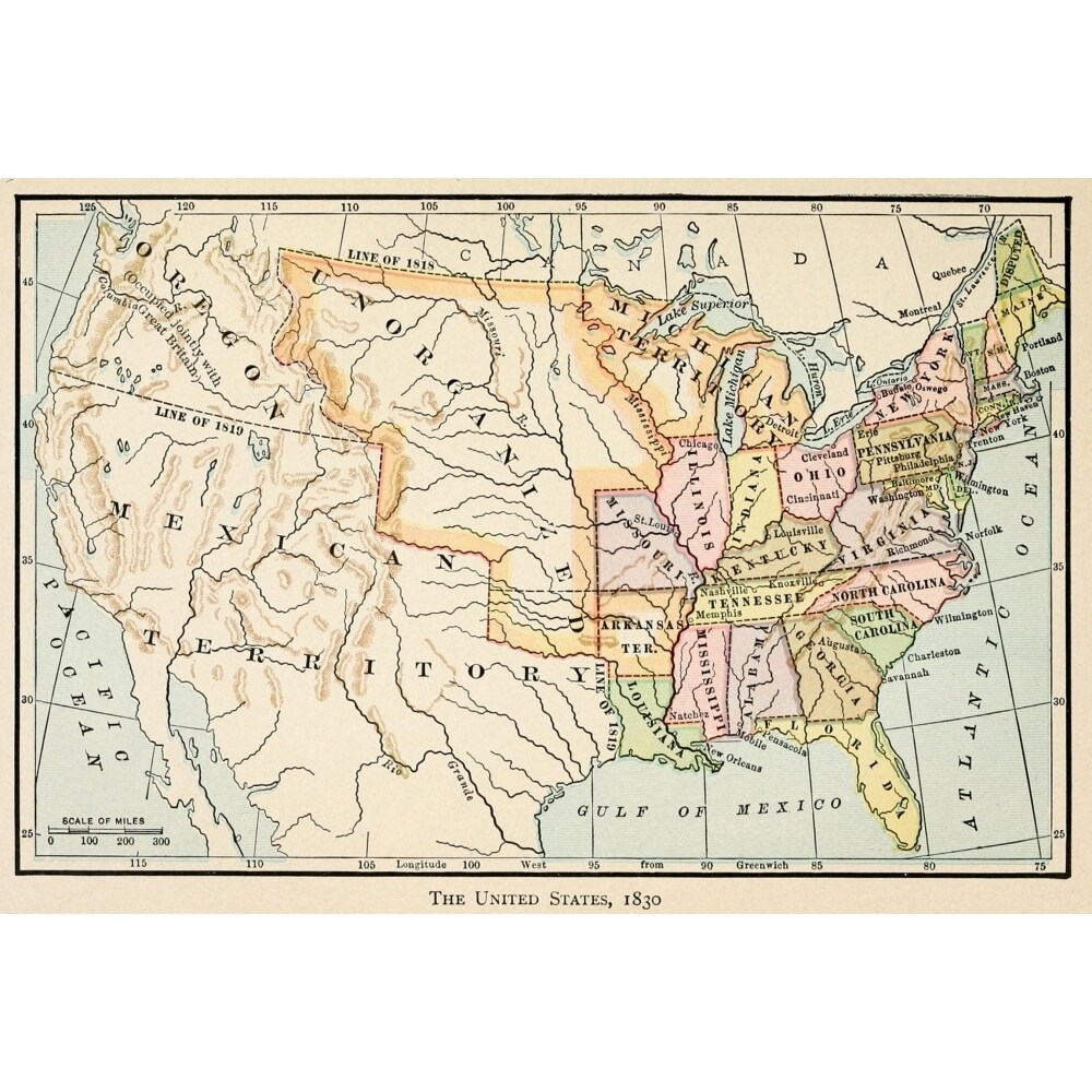 Map Of The United States In 1830. History