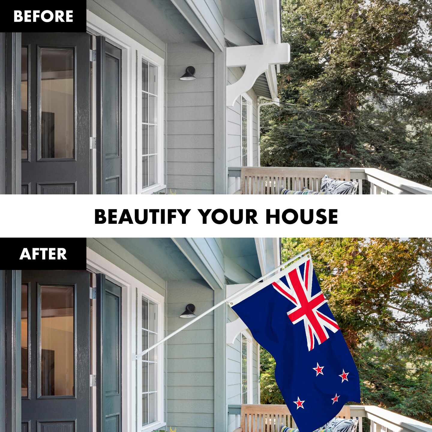 G128 Combo Pack: 6 Feet Tangle Free Spinning Flagpole (White) New Zealand New Zealander Flag 3x5 ft Printed 150D Brass Grommets (Flag Included) Aluminum Flag Pole