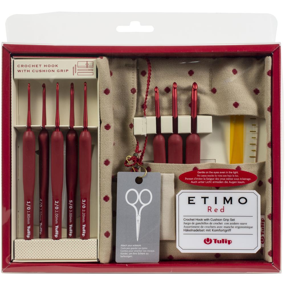 Tulip Etimo Red Crochet Hook With Cushion Grip Set