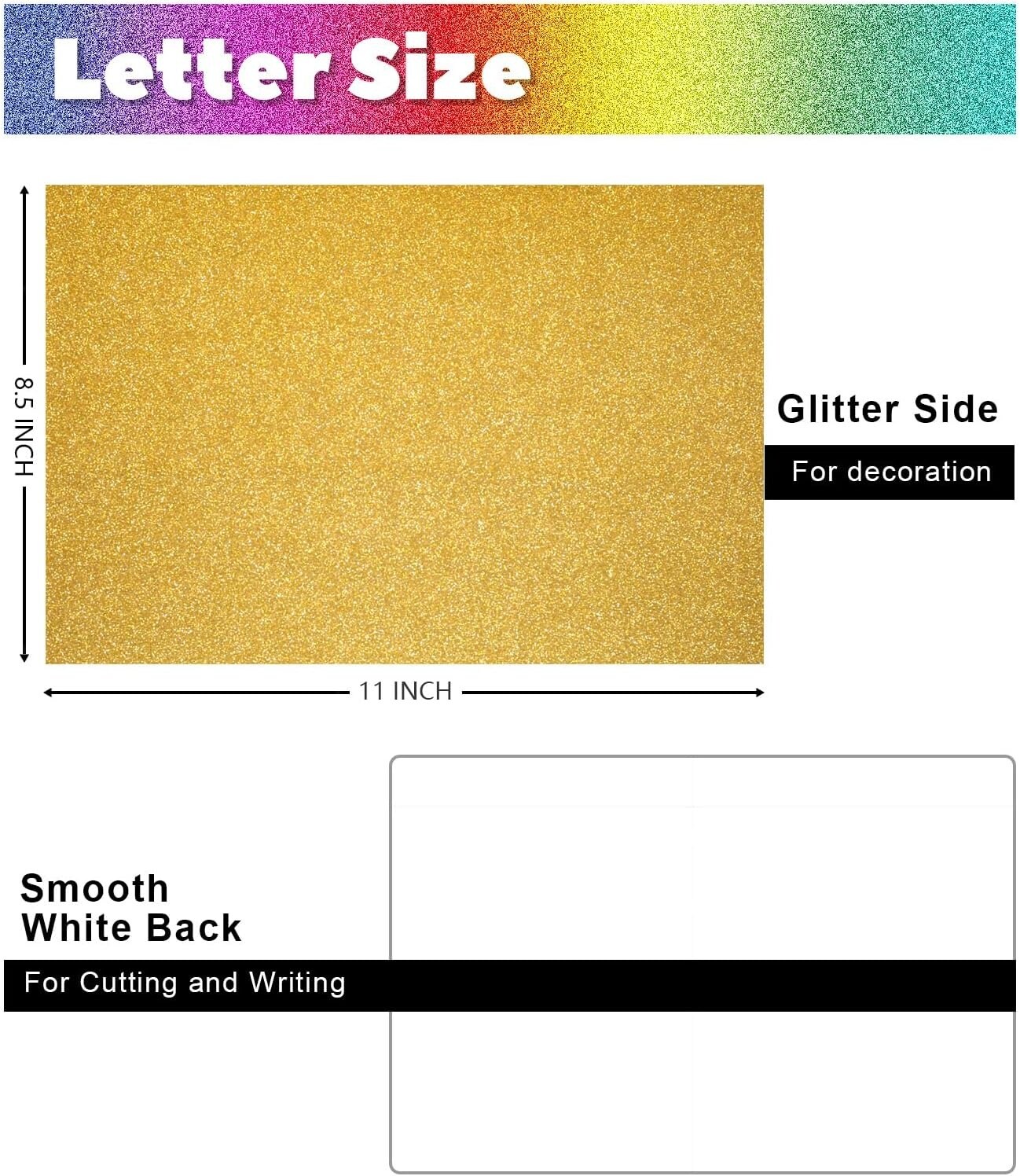8.5x11 in Self-Adhesive Glitter Sticker 20 Colors Cardstock Paper 40 Sheets