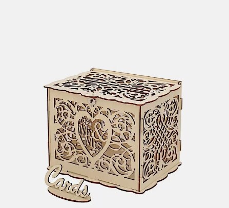 Natural Wood Mr &#x26; Mrs Laser Cut Wedding Gift Money Box