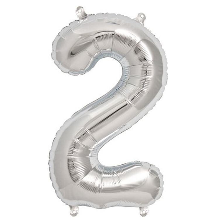 1 pc Silver 16&#x22; Number Festive Mylar Foil Balloon