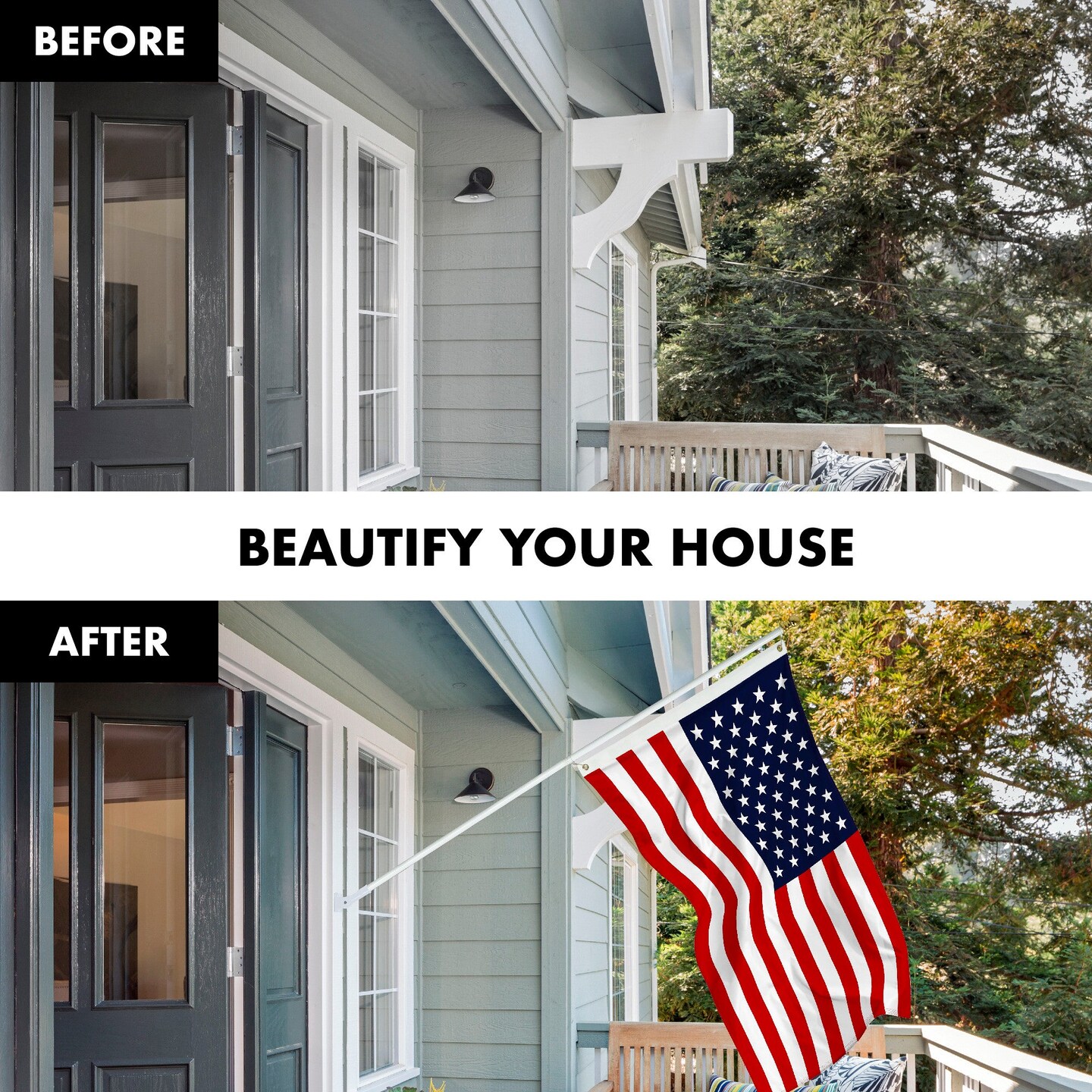 G128 Combo Pack: 5 Ft Tangle Free Aluminum Spinning Flagpole (White) & American USA Flag 2x3 Ft, LiteWeave Pro Series Printed 150D Polyester | Pole with Flag Included