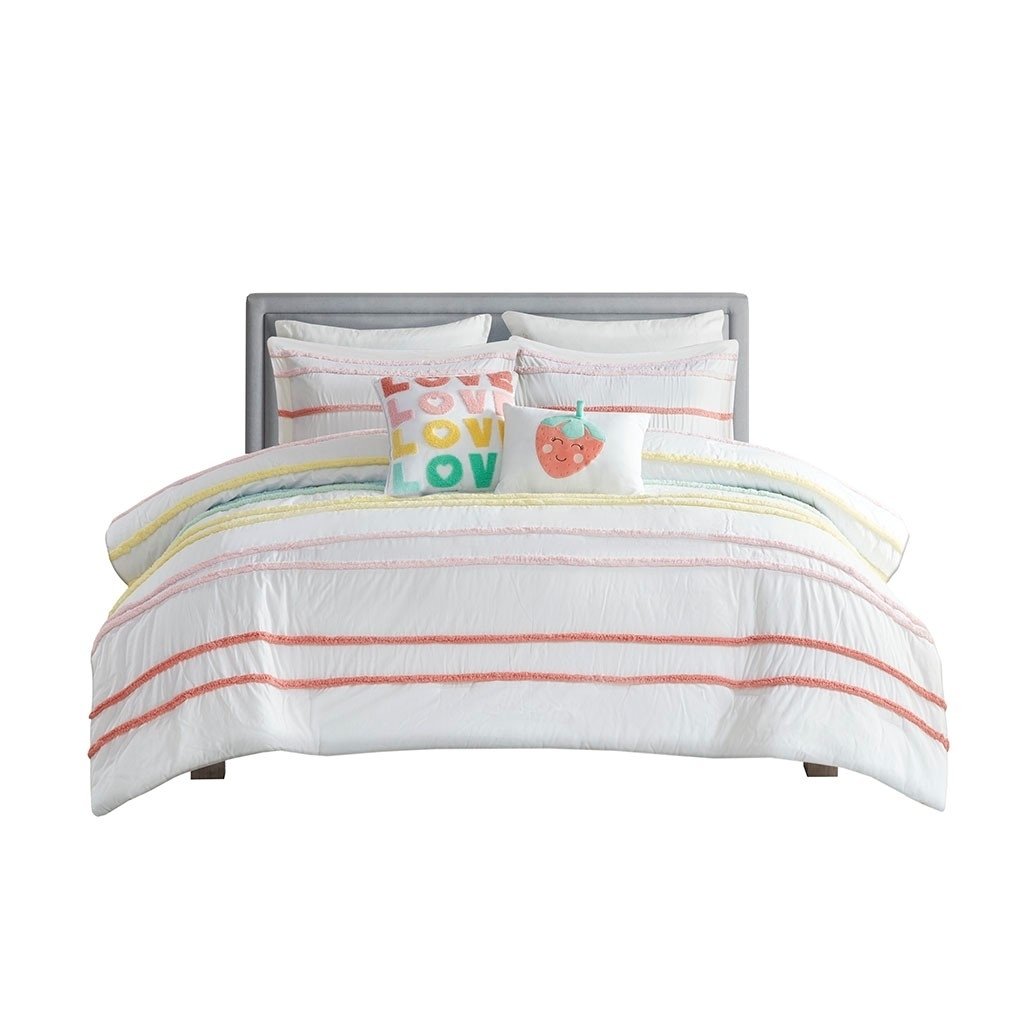 Gracie Mills   Tanwen Chenille Trimmed Cotton Kids Comforter Set - GRACE-14037