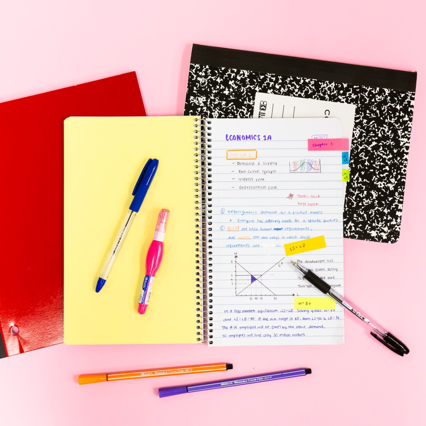 BAZIC Notebook Spiral C/R 3-Subject 9.5&#x22; X 5.75&#x22; 120 Ct.