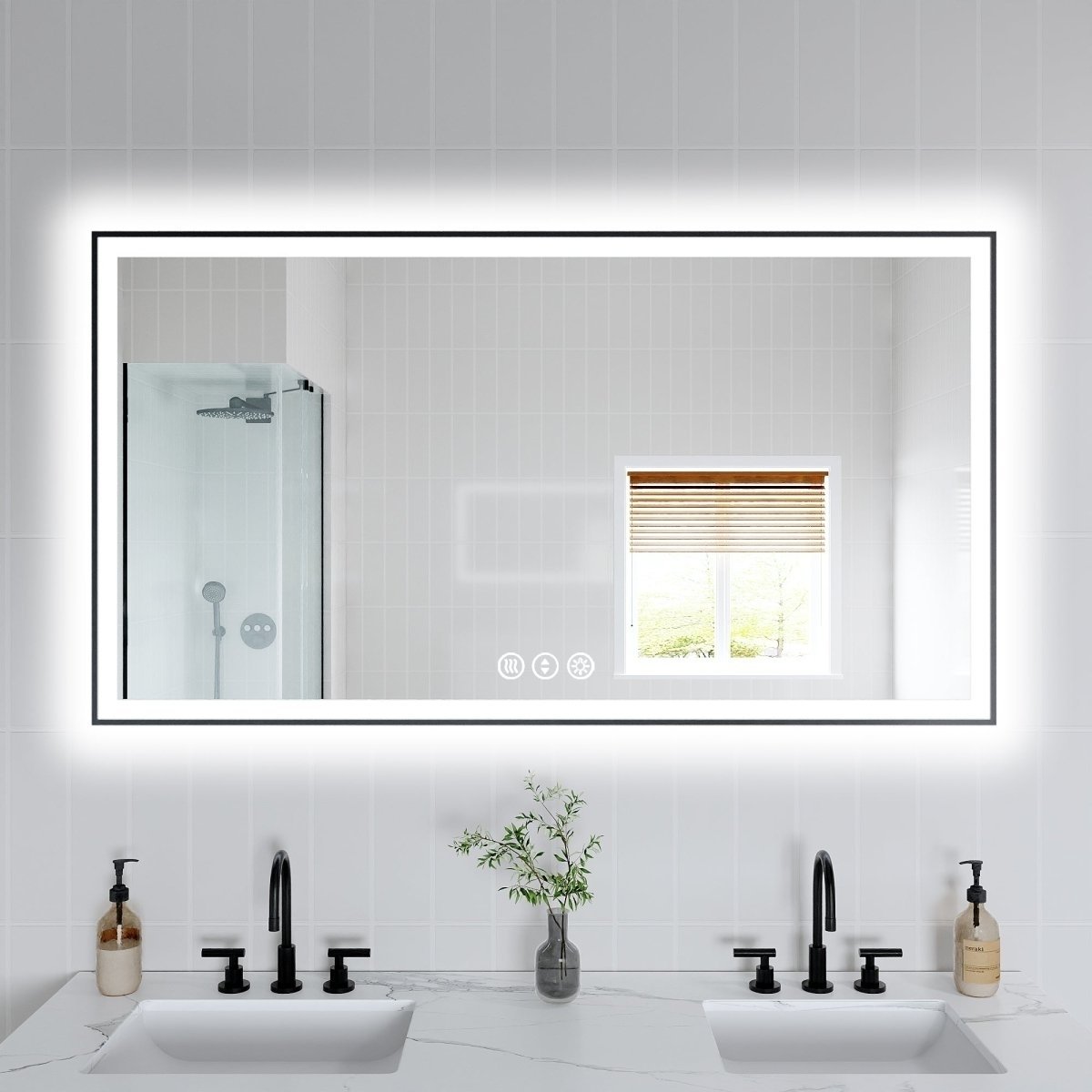 Allsumhome Apex-Noir 55&#x22;x30&#x22; Framed LED Lighted Bathroom Mirror