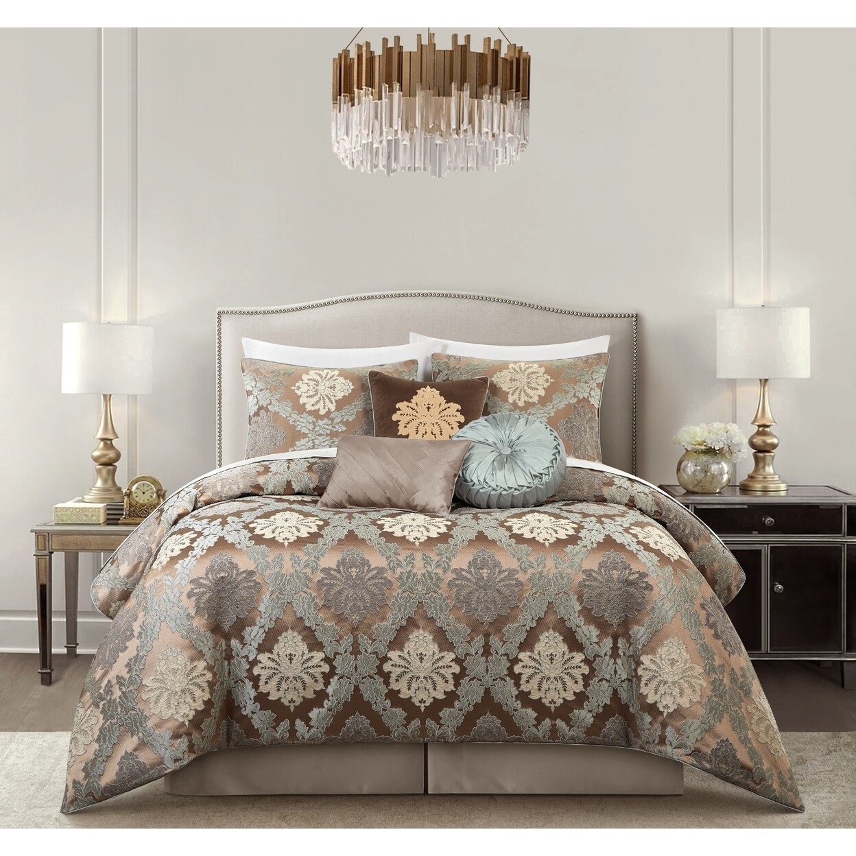 Chic Home Gretta 10 Piece Queen Size Chenille Comforter Set Medallion Design Bedding For All