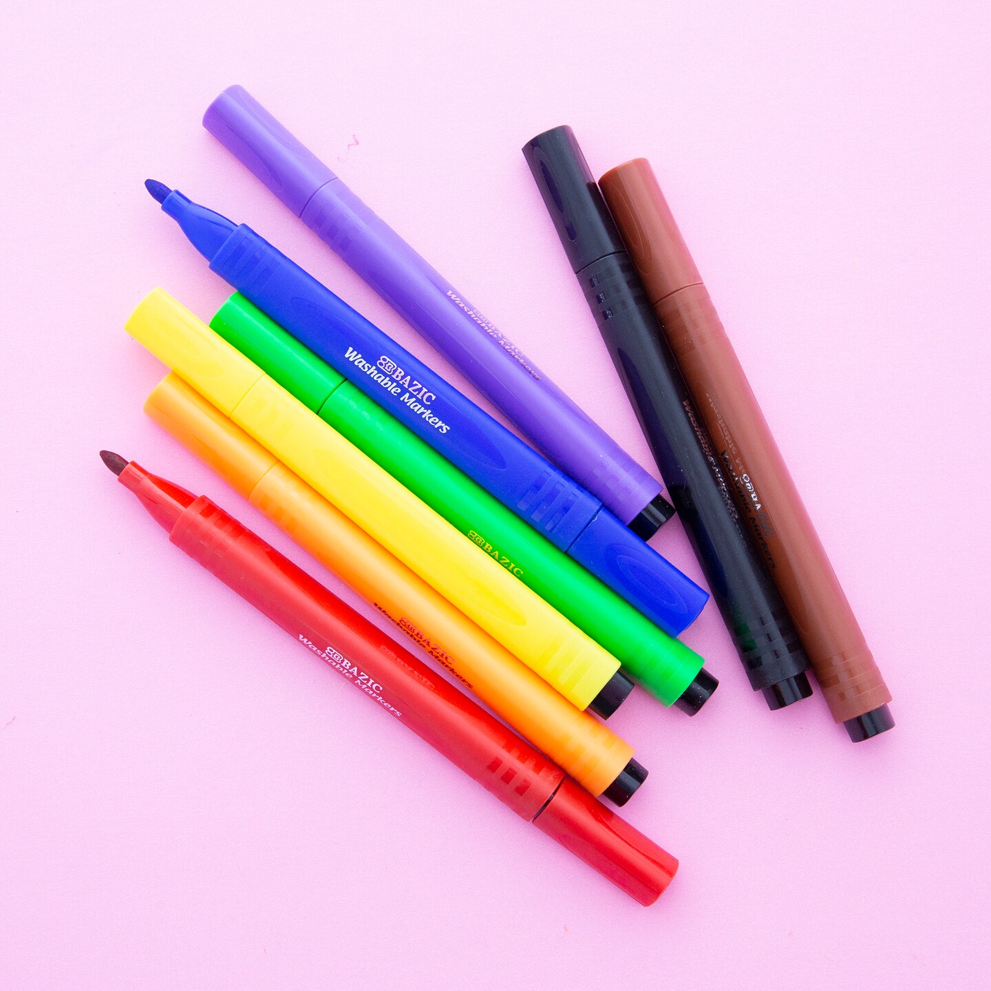 BAZIC Washable Markers Broad Line Jumbo Triangle 8 Color