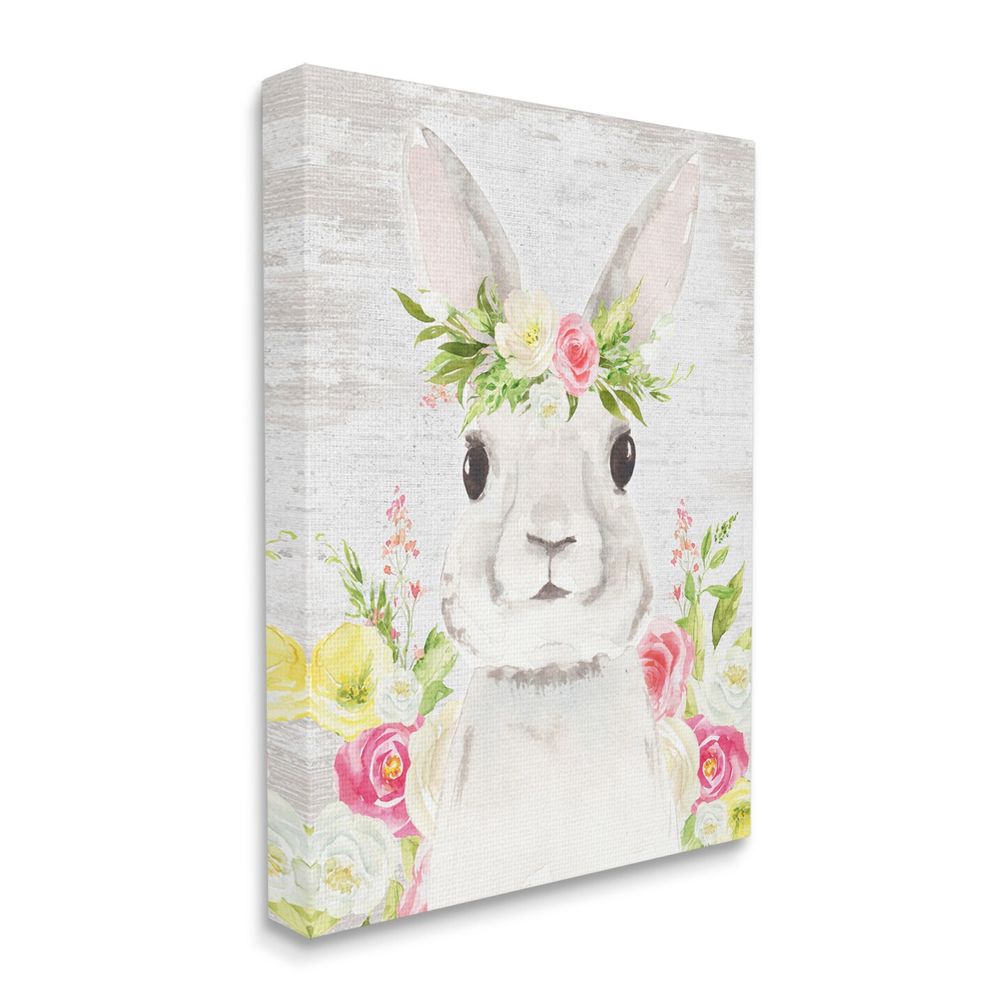 Stupell Industries Rustic Easter Bunny Spring Bouquet Canvas Wall Art