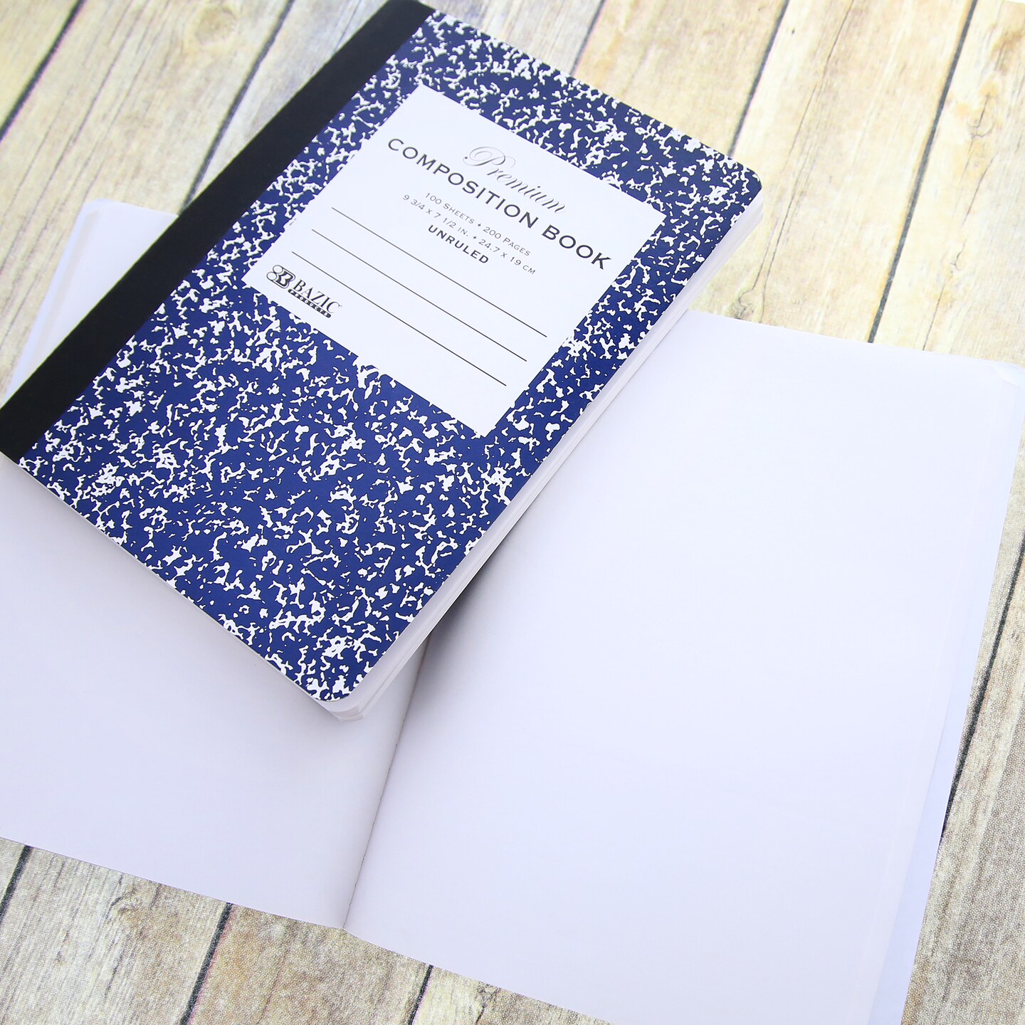 BAZIC Composition Book UNRULED Premium Blue Marble 100 Ct.