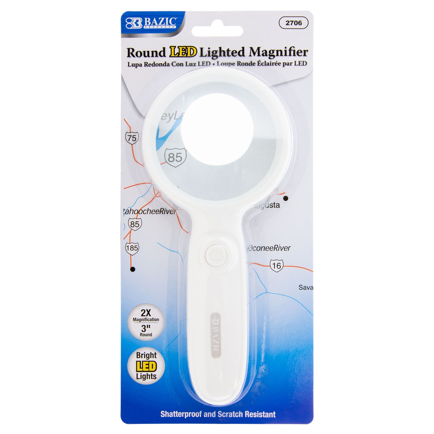 BAZIC 3&#x22; Round 2x LED Lighted Magnifier