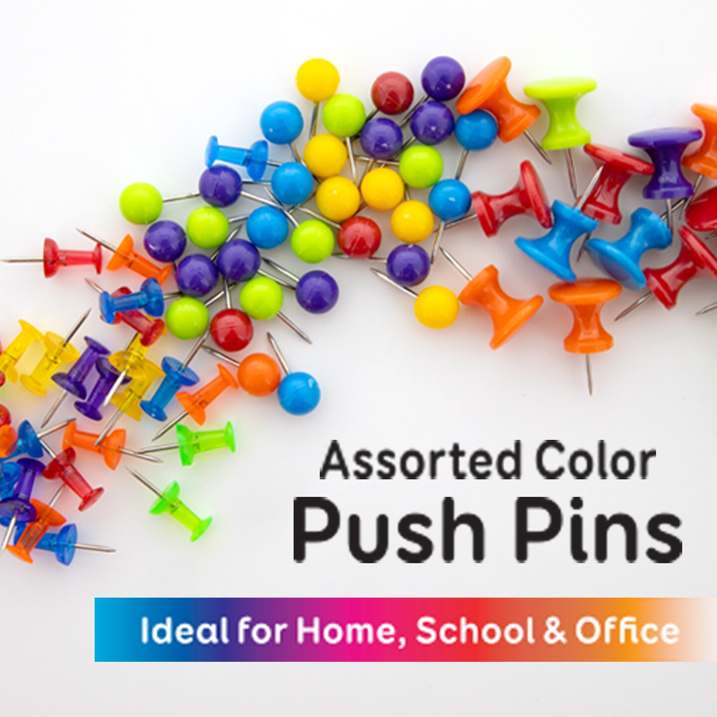 BAZIC Push Pins Assorted Transparent Color (100/Pack)