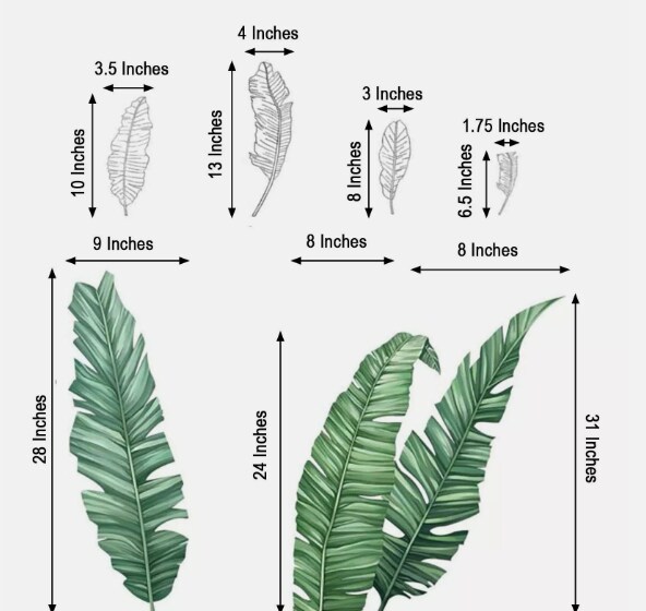 Green Tropical Banana Leaves Wall Sticker