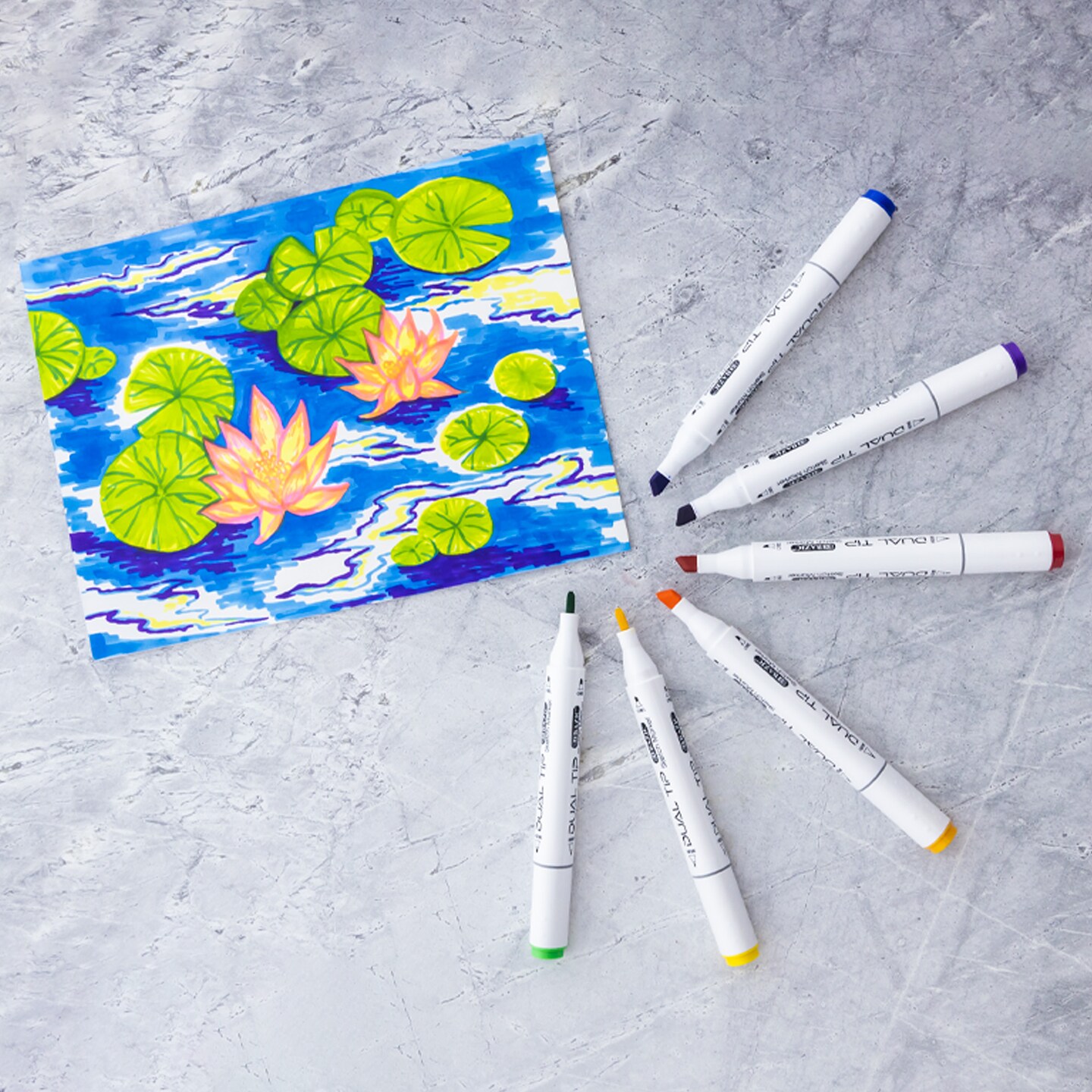 BAZIC Dual Tip Alcohol-Based Markers 6 Primary Colors