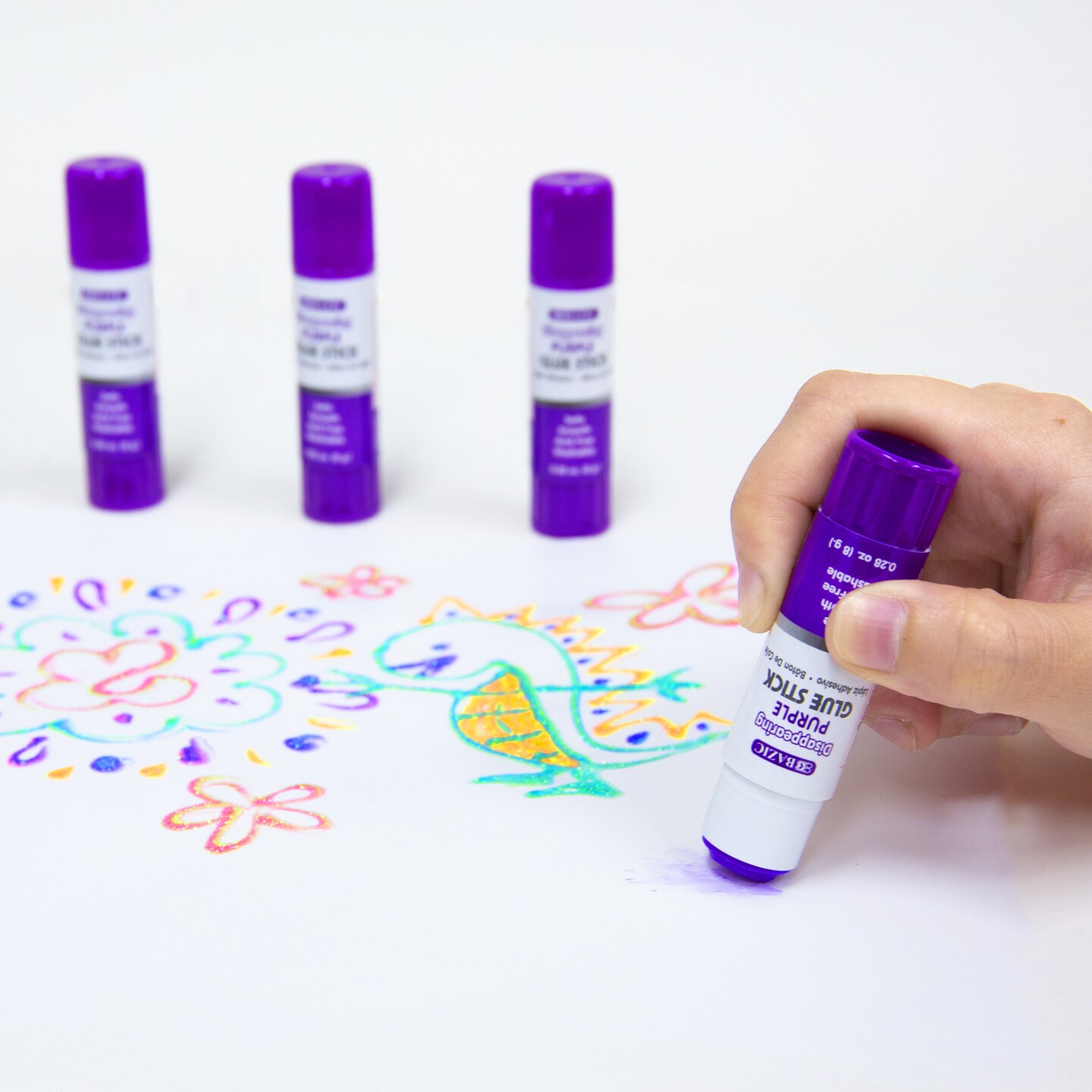 BAZIC Glue Stick Washable Disappearing Purple 0.28 oz (12 Sticks)