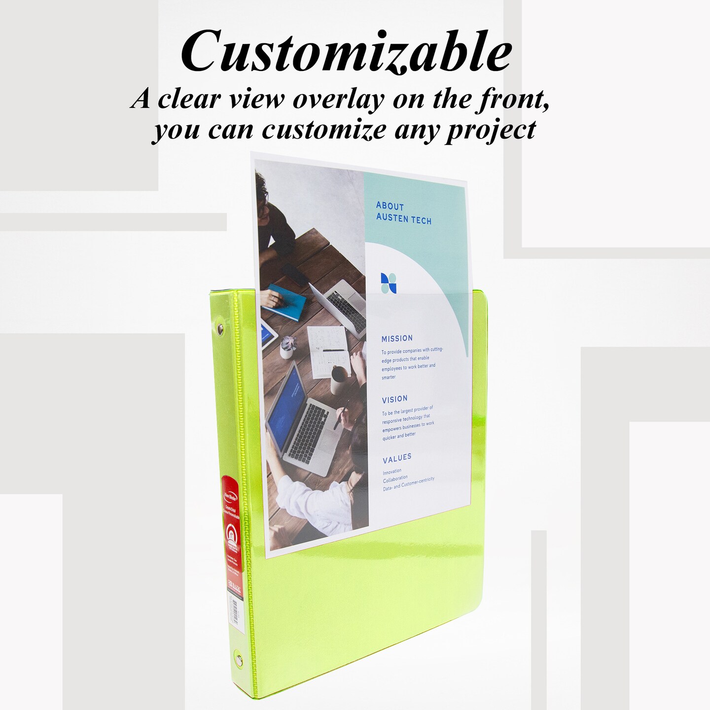 BAZIC 1&#x22; 3-Ring View Binder w/ 2-Pockets (11 Color Available)