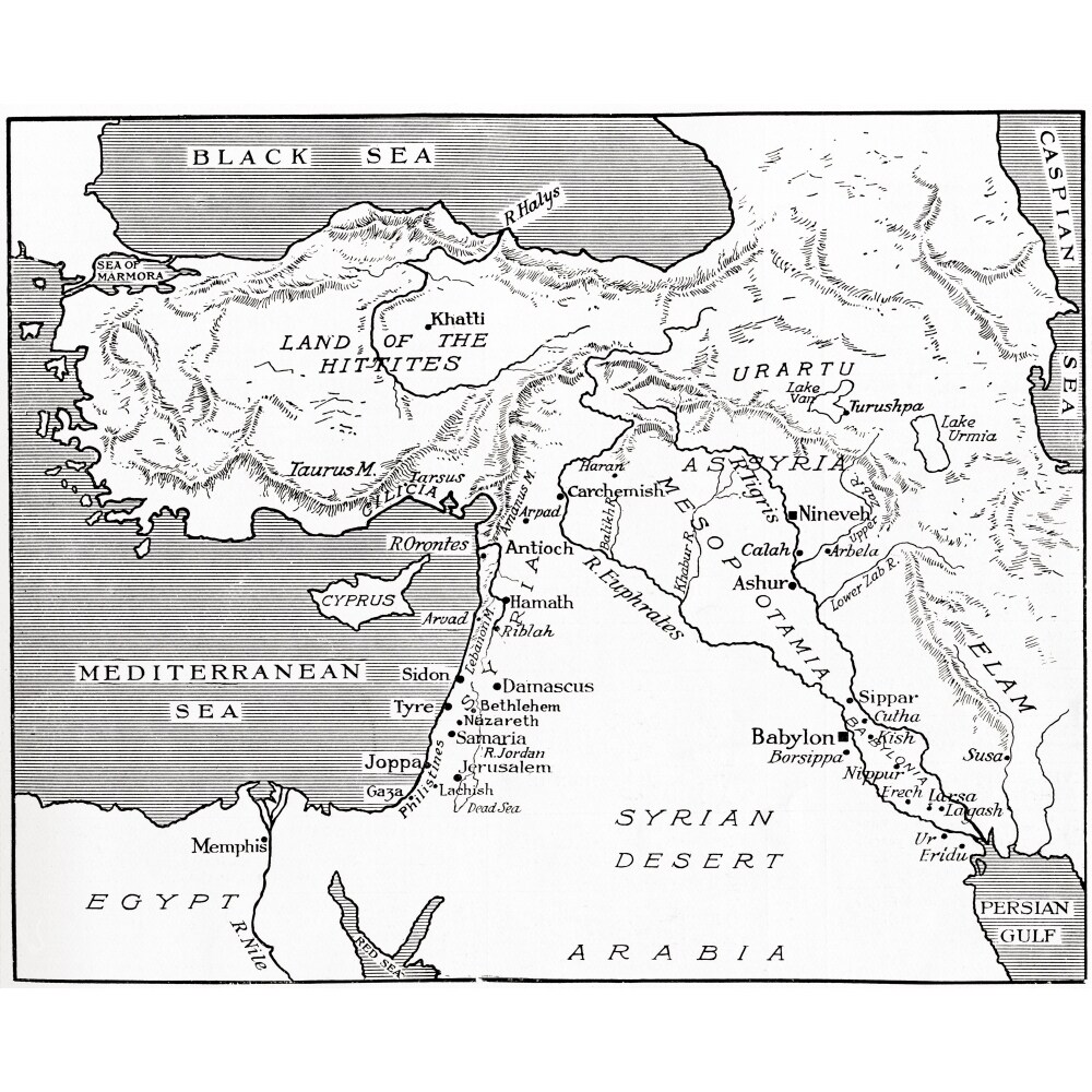 Map Of The Babylonian Assyrian And Hittite Empires. From Hutchinsons History Of The Nations Published 1915. By Ken Welsh