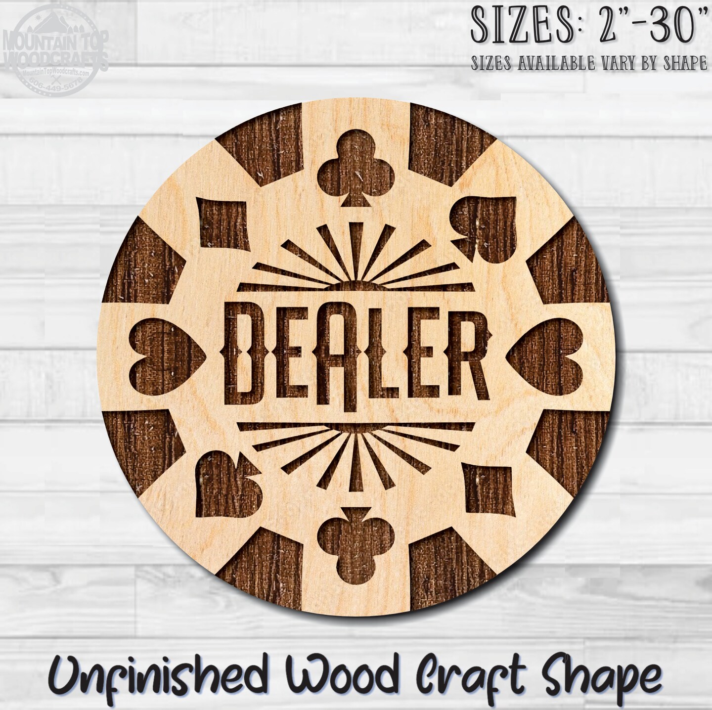 Poker Chip Dealer Poker Chip Cards Casino Unfinished Wood Shape Blank ...