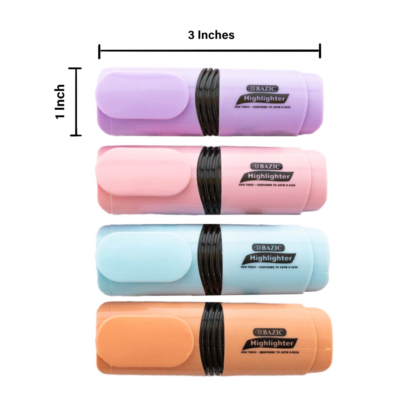 BAZIC Desk Style Pastel Mini Highlighters (4/Pack)