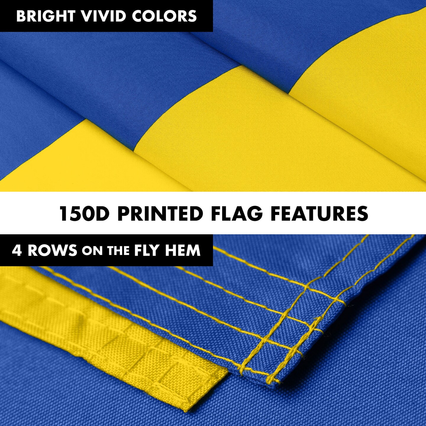 G128 Combo Pack: 6 Ft Tangle Free Aluminum Spinning Flagpole (Black) &#x26; Ukraine Ukrainian Flag 3x5 Ft, LiteWeave Pro Series Printed 150D Polyester, 4 Corner Brass Grommets | Pole with Flag Included