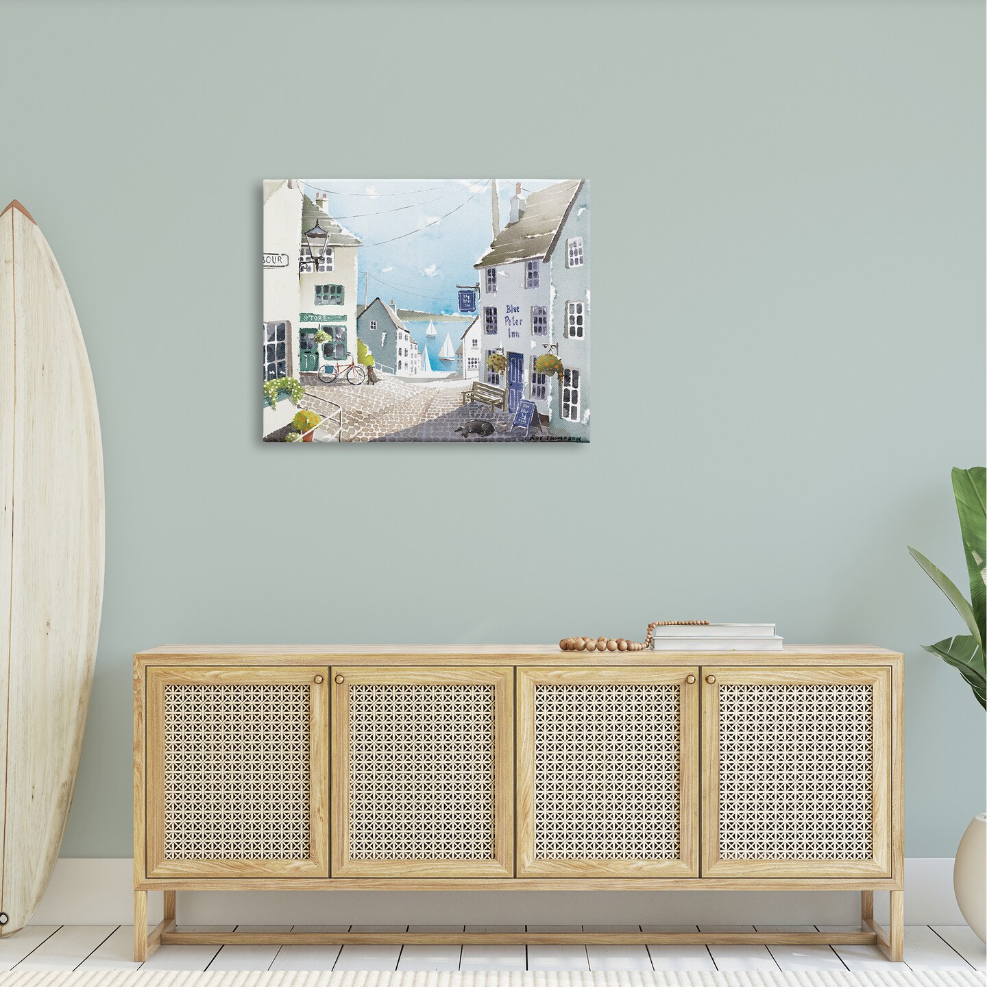 Stupell Industries Coastal Town Seaport Sailboats  Canvas Wall Art