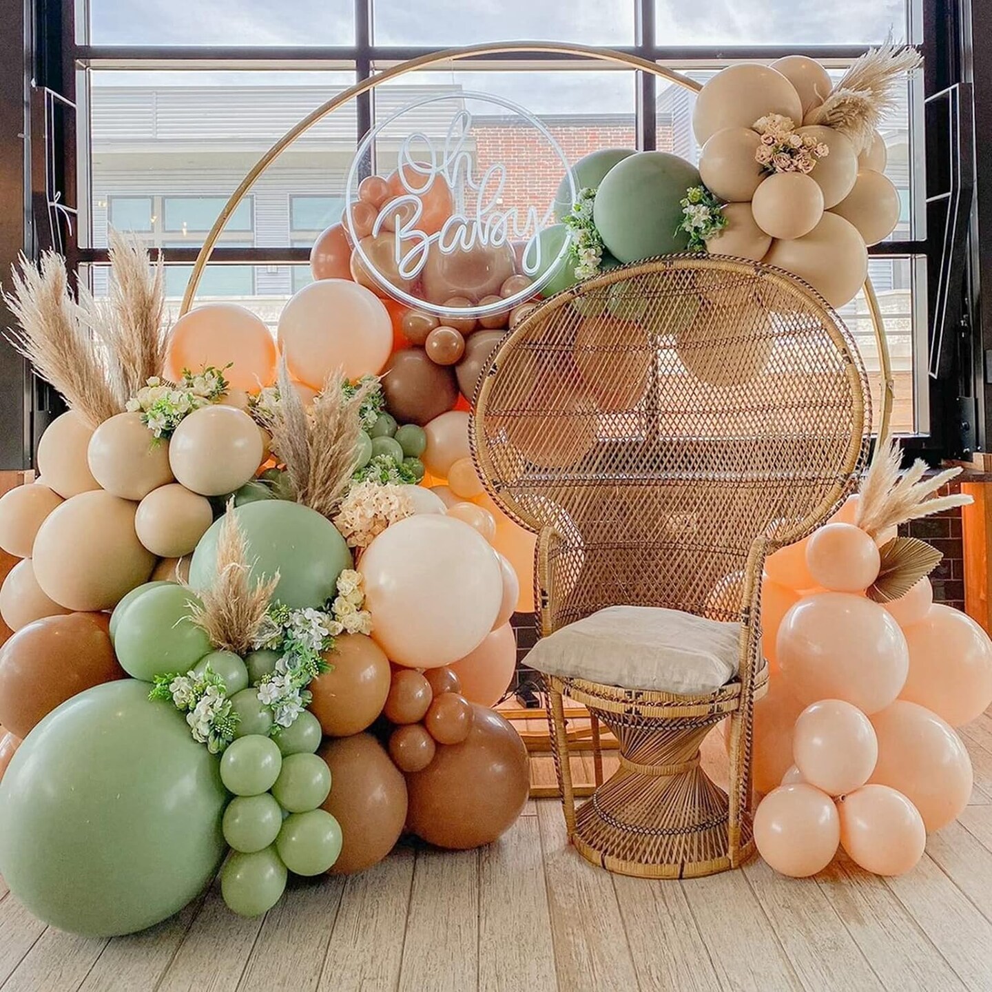 DIY Sage Green Balloon Arch Garland Kit - 137pcs Matte Green Nude Neutral and Brown Balloons for Birthday Teddy Bear Baby Shower Wedding Boho Party Decorations Jungle Safari Woodland Party Supplies