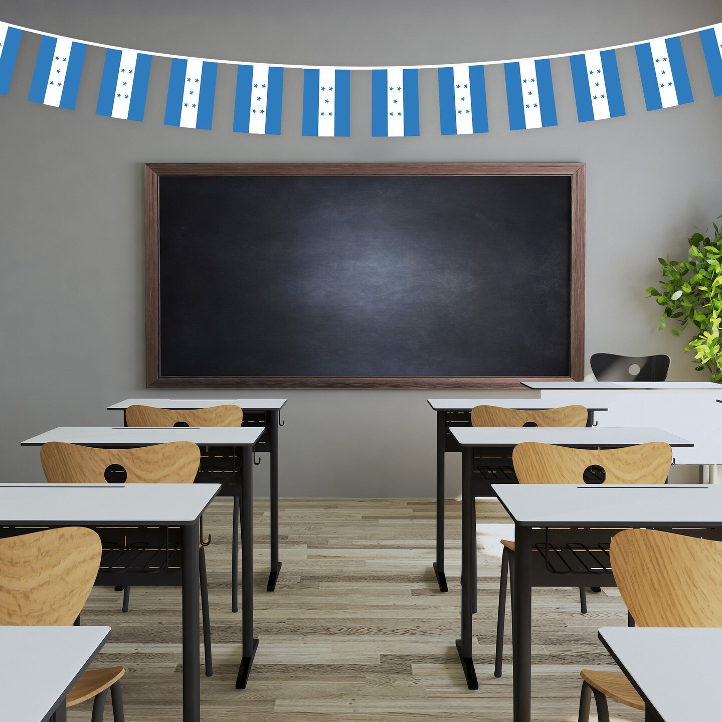 G128 Honduras &#x9;Honduran Bunting Banner | Flag 8.2 x 5.5 Inch, Full String 33 Feet | Printed 150D Polyester, Decorations For Bar, School, Festival Events Celebration