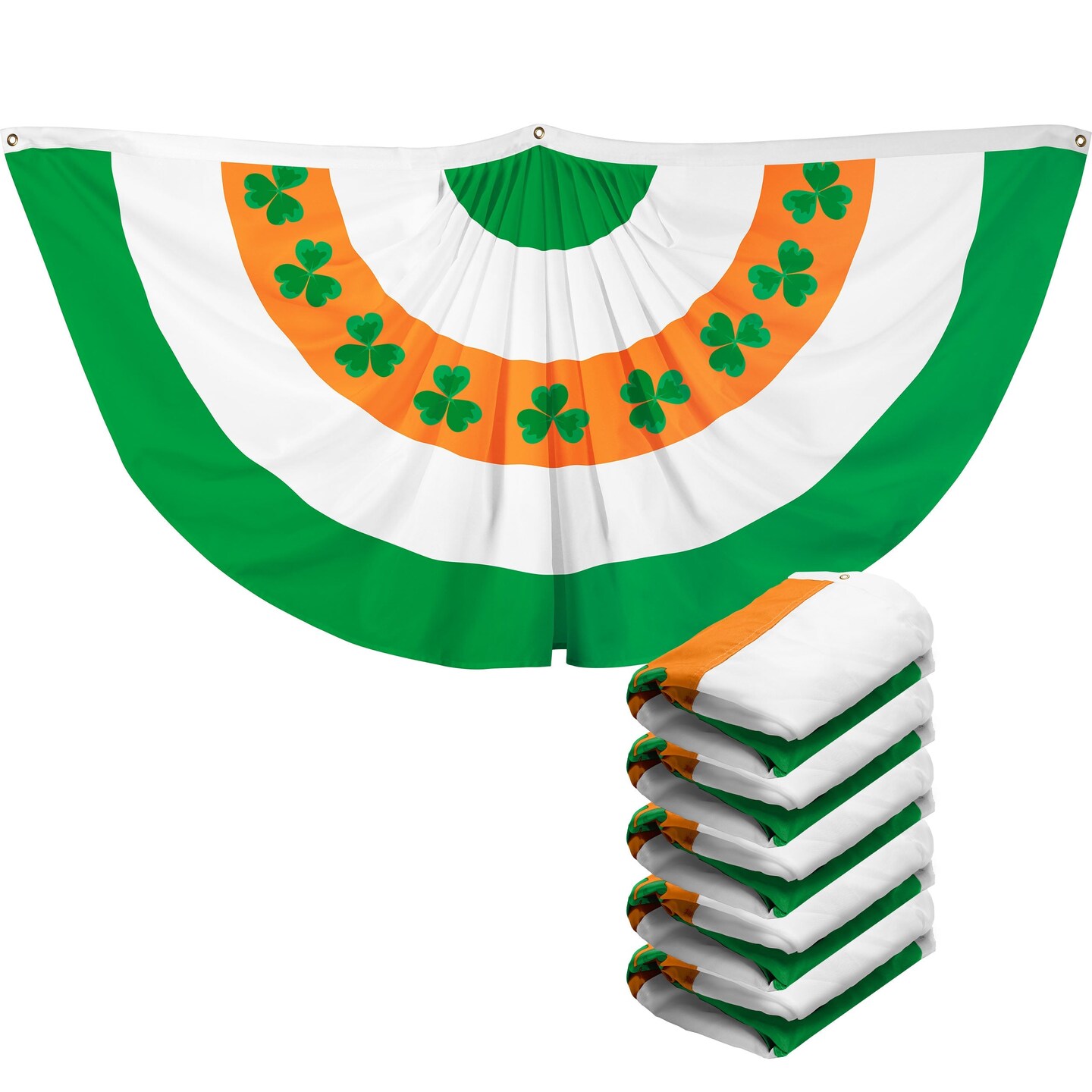 G128 5 Pack Ireland Irish Shamrock Pleated Fan Flag 2x4 Ft Printed