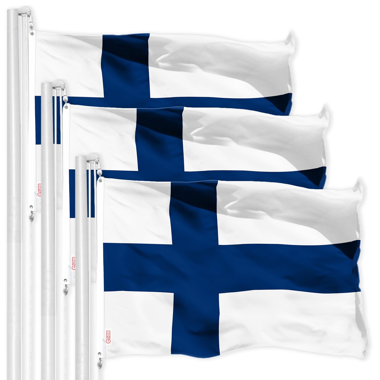 Finland Finnish Flag 3x5 Ft 3-Pack Printed 150D Polyester