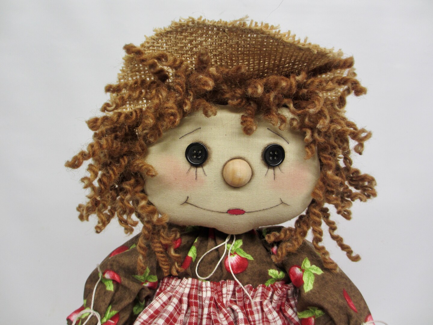 Popular Redhead curly hair fabric doll. Handmade rag doll.