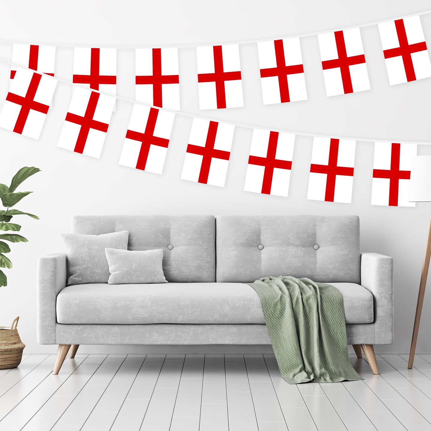 G128 England English Bunting Banner | Flag 8.2 x 5.5 Inch, Full String 33 Feet | Printed 150D Polyester, Decorations For Bar, School, Festival Events Celebration