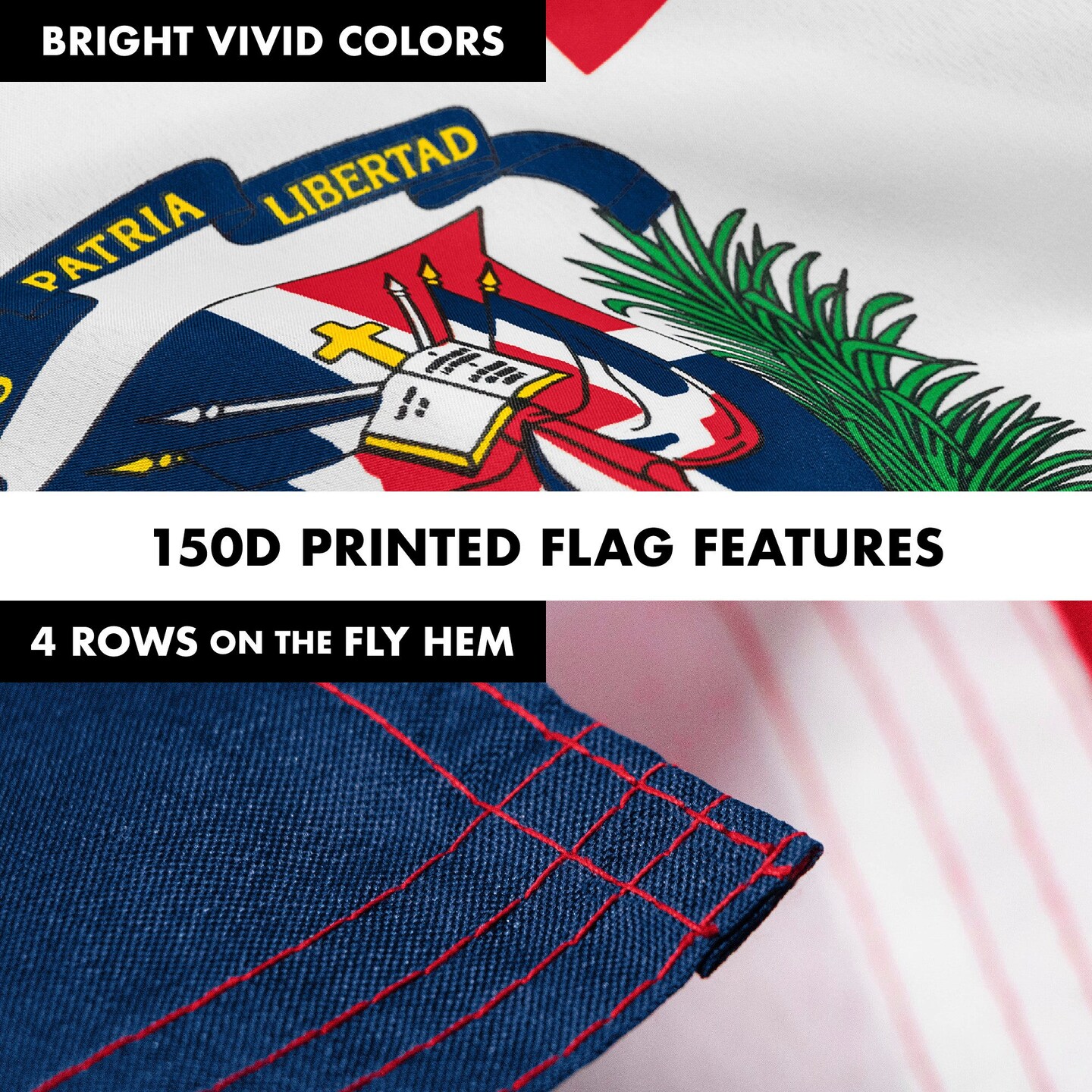 G128 Combo Pack: 6 Feet Tangle Free Spinning Flagpole (Black) Dominican Republic Dominican Flag 3x5 ft Printed 150D Brass Grommets (Flag Included) Aluminum Flag Pole