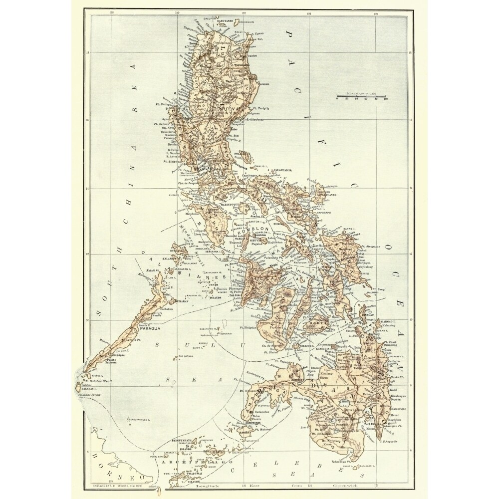 Map Of The Philippines At The End Of The 19Th Century. From Harpers Pictorial History Of The War With Spain Published