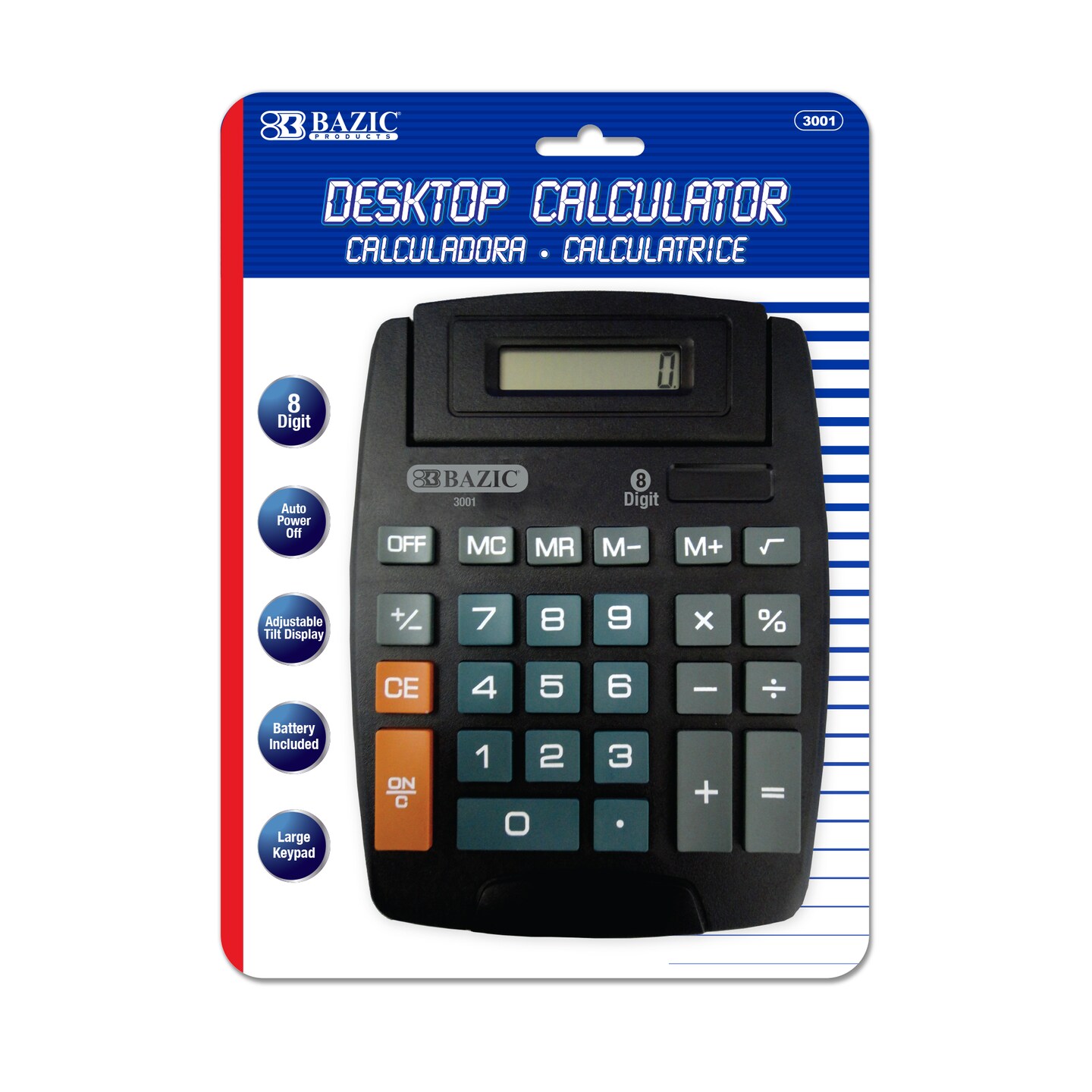 BAZIC Desktop Calculator Large 8-Digit w/ Adjustable Display