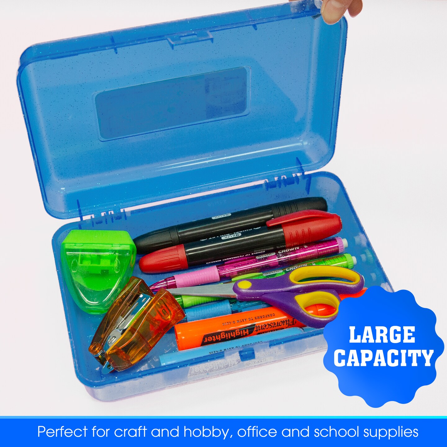 BAZIC Pencil Case Multipurpose Utility Box - Glitter Bright Color