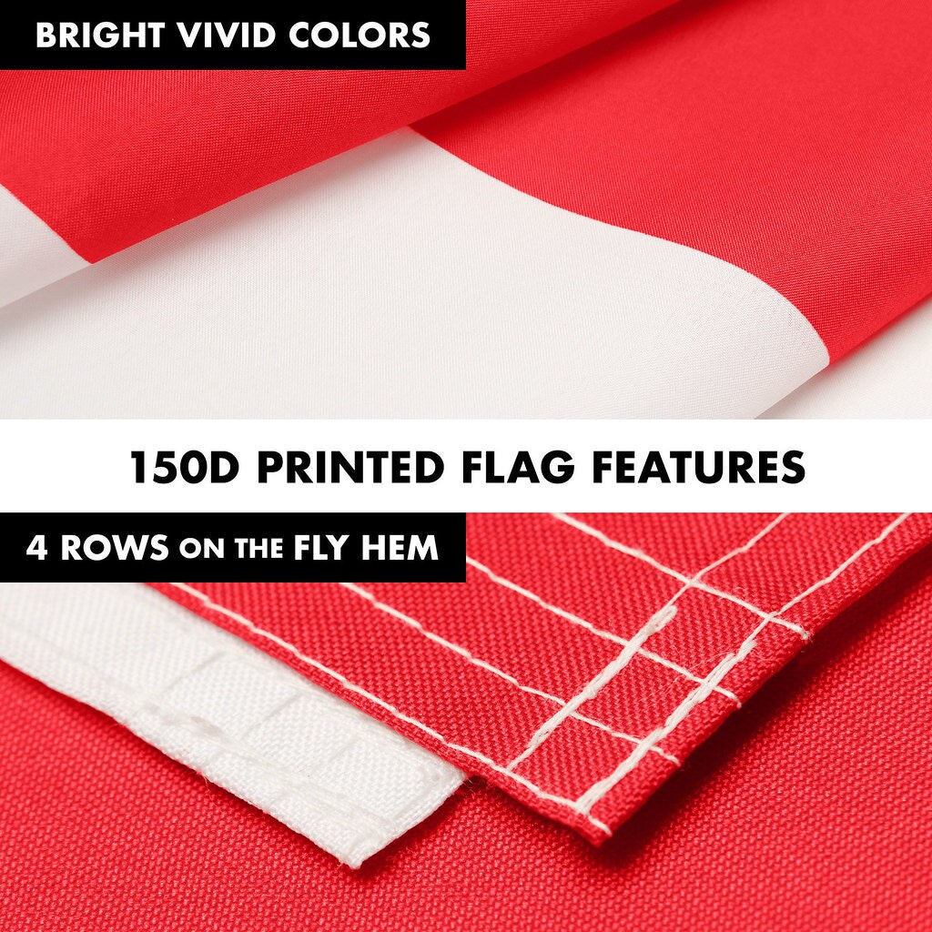 G128 Combo Pack: 6 Ft Tangle Free Spinning Flagpole (Silver) &#x26; Indonesia Flag 3x5 Ft Printed 150D Polyester, Brass Grommets (Flag Included) Aluminum Flag Pole
