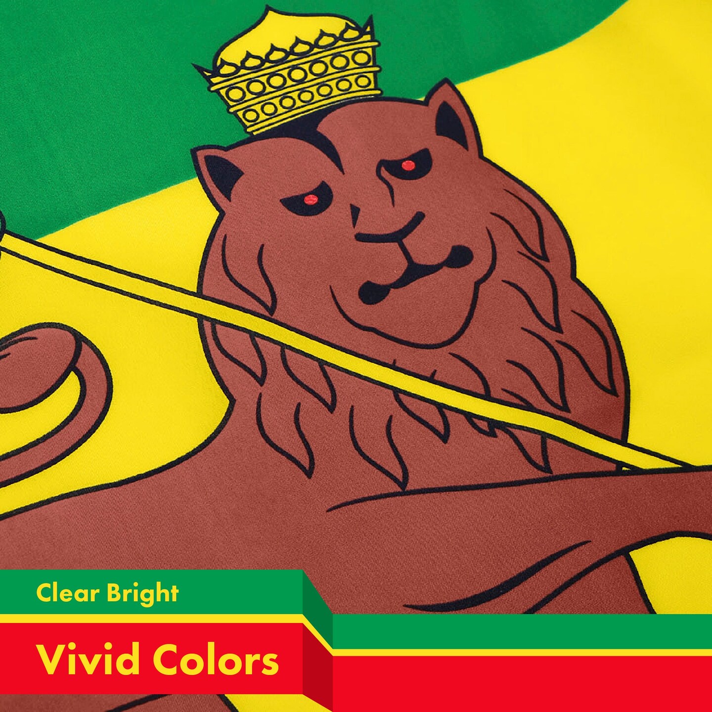 Ethiopia Lion Ethiopian Flag 3x5 Ft 2-Pack 150D Printed Polyester By G128