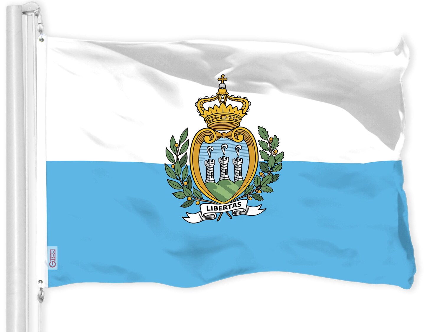 G128 San Marino Sammarinese Flag | 3x5 Ft | LiteWeave Pro Series Printed 150D Polyester | Country Flag, Indoor/Outdoor, Vibrant Colors, Brass Grommets