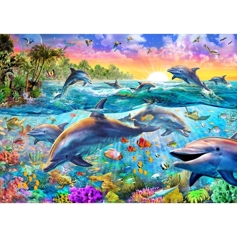 Tropical Dolphins Poster Print By Adrian Chesterman