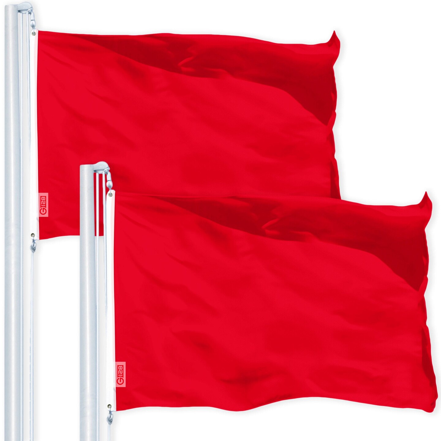 G128 2 Pack: Solid Red Color Flag | 2.5x4 Ft | LiteWeave Pro Series Printed 150D Polyester | Indoor/Outdoor, Vibrant Colors, Brass Grommets, Thicker and More Durable Than 100D 75D Polyester
