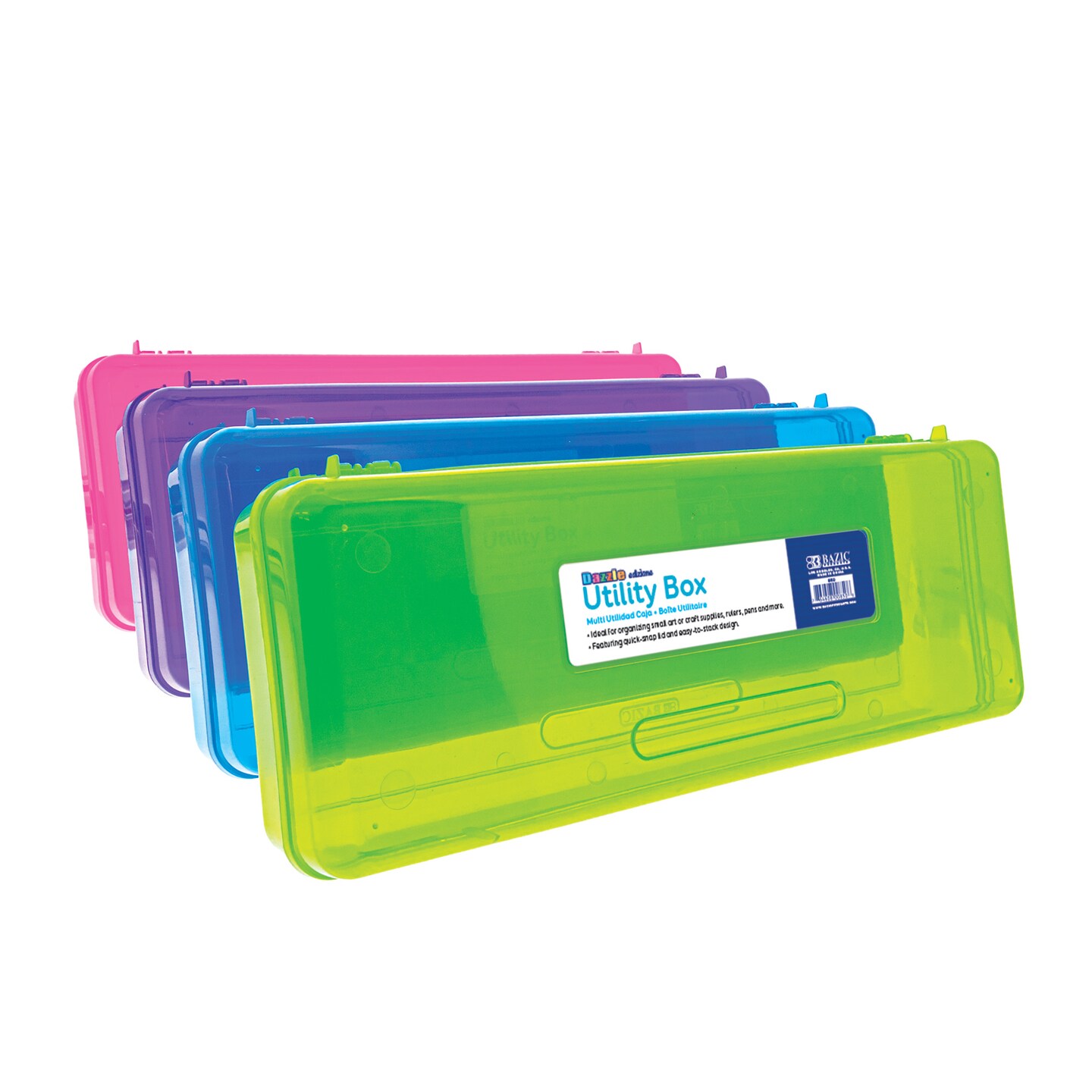 BAZIC Pencil Case Multipurpose Utility Box Ruler Length - Bright Color