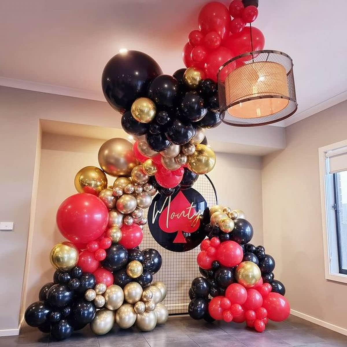 Red Black Gold Balloon Garland Arch Kit, 149Pcs Chrome Metallic Gold Marble Agate Black Balloons for Birthday Party Decorations Baby & Bridal Shower Wedding Graduation Party Supplies