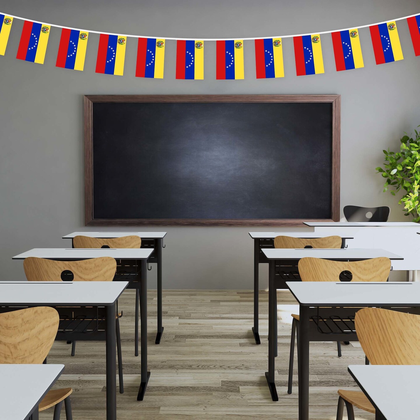 G128 Venezuela &#x9;Venezuelan Bunting Banner | Flag 8.2 x 5.5 Inch, Full String 33 Feet | Printed 150D Polyester, Decorations For Bar, School, Festival Events Celebration