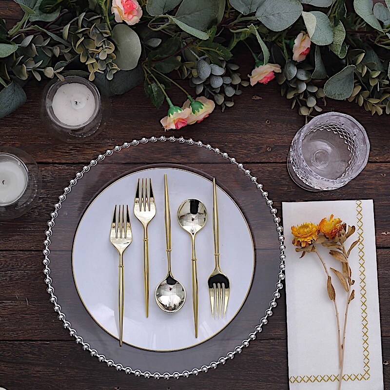 24 Disposable 6 in Premium Plastic CUTLERY Spoons Forks Set