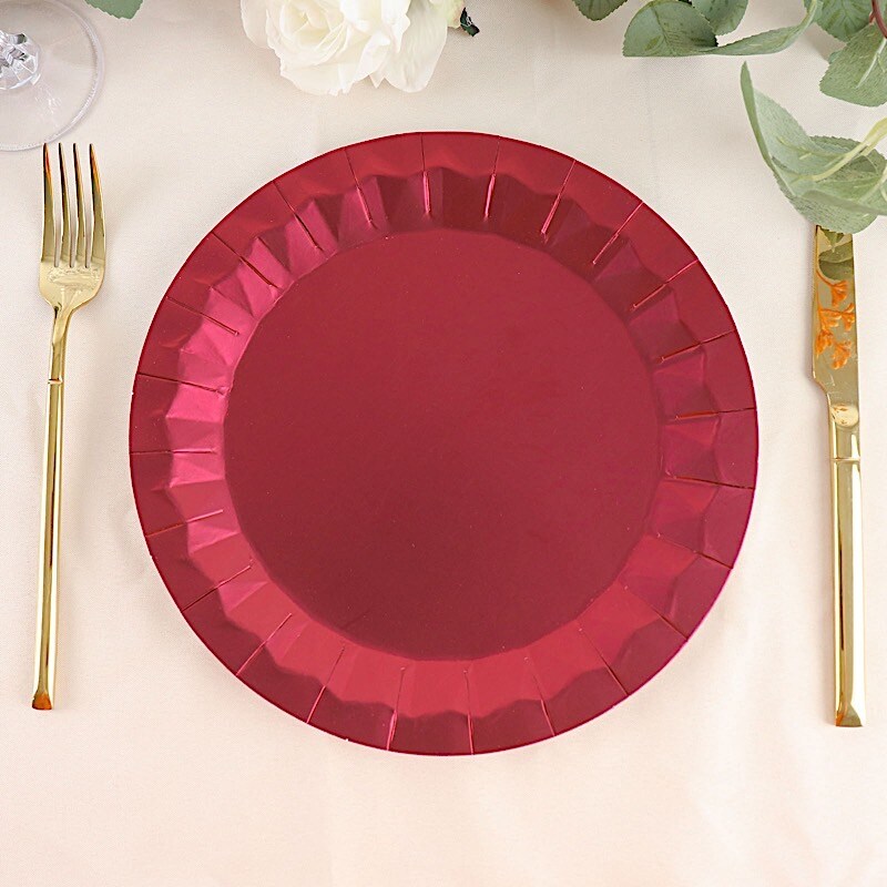 25 Geometric Round 9" Metallic Disposable Dinner PAPER PLATES