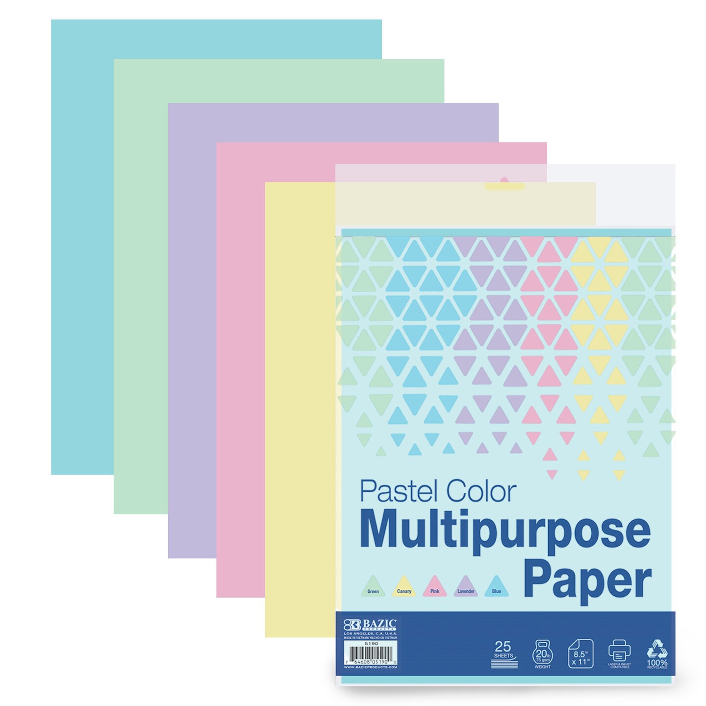 BAZIC Pastel Color Multipurpose Paper (25 sheets/pack)